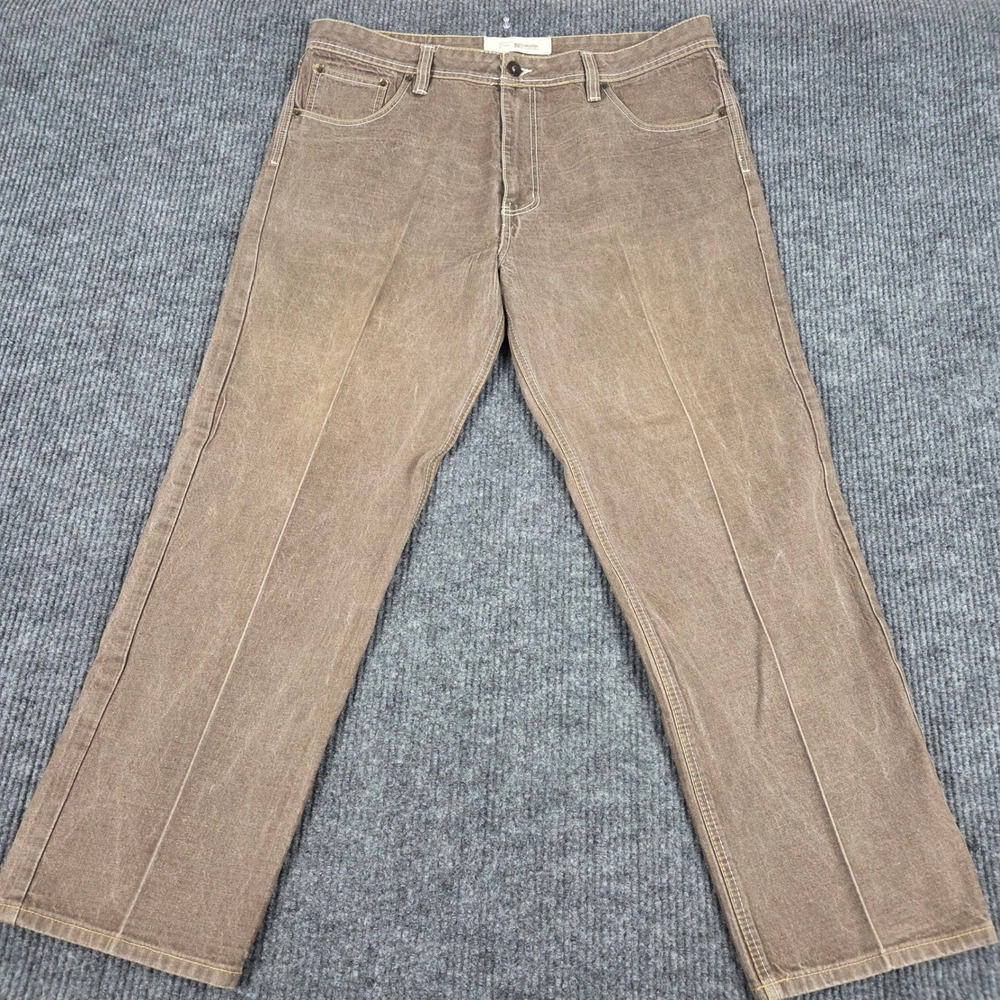 PJ MARK Mens Brown Straight Leg Jeans W42‎ L32 Cotton Casual Workwear
